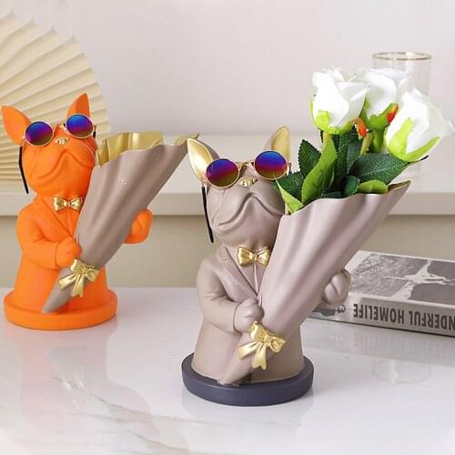 1pcs Creative Bouquet Puppy Decoration Nordic Fashion Style Bouquet Dog Ornaments Furnishings Tv Cabinet Decorations Home Decor