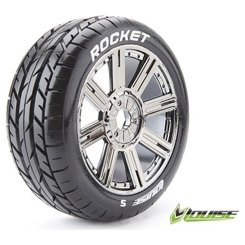 Louise 3190SBC 1/8 0 offset Rocket Rubber GT OFFROAD 17mm nut plating wheel tire RIM PRE MOUNTED ARRMA Buggy truck Touring Cars