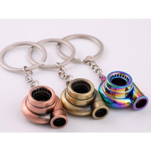 Mini Turbo Turbocharger Car Key Car Chain Sleeve Bearing Spinning Part Model Turbine Turbo Charger Ring Key for Car Accessories