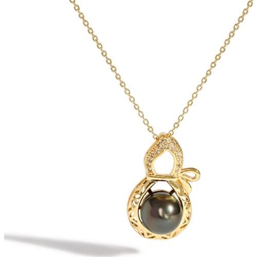 Kfvanfi Fashion ladies necklace jewelry with black pearl zircon gemstone pendant accessories wedding engagement party gift