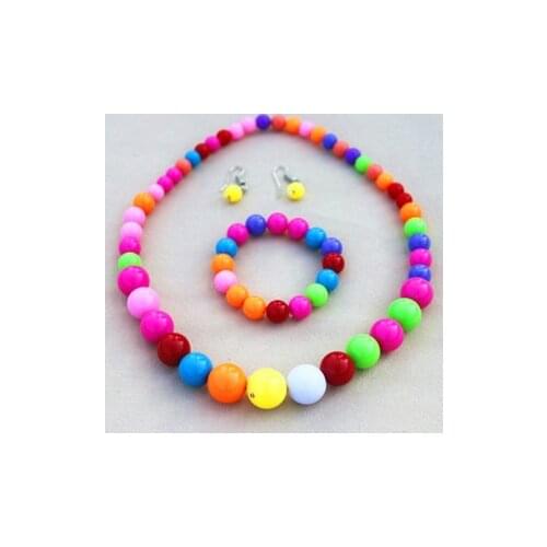 Fashion Handmade Children Jewelry Sets ,Kids Candy Color Beaded Necklace &Bracelet&Earring,Cute Jewelry For Baby Christmas Gift