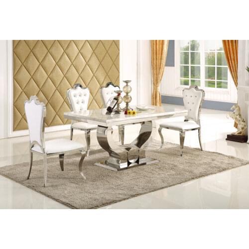 Stainless steel Dining Room Set Home Furniture minimalist modern marble dining table and 4 chairs mesa de jantar muebles comedor