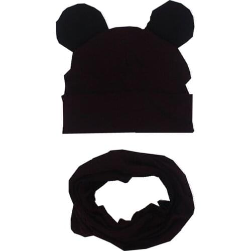 New Cotton Children Hat Scarf Set Childrens Lovely Ears Caps Beanies High Quality Boys Girls Hat Scarf Set Kid Hats Photo Props