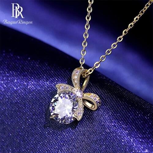 Bague Ringen New Arrivals Silver 925 Jewelry Women Necklaces Spinel Bow Pendant Silver Jewlery Wholesale Female Party Gifts