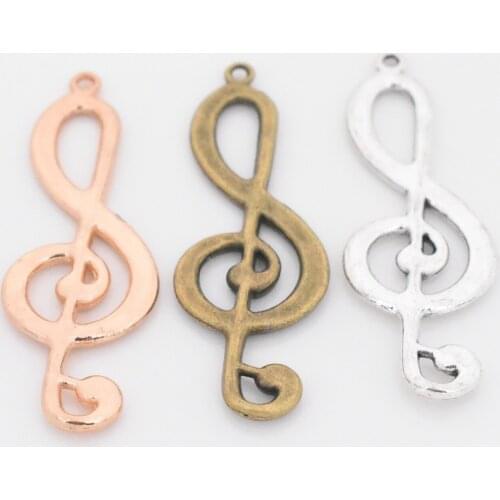 NEW Accessories,4pcs/lot 62x21x3mm Three Colors Plated Music symbol Charms Pendant DIY Handmade Jewelry Accessories