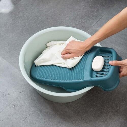 Plastic Non-slip Washboard With Soap Box Dormitory Thickened Laundry Washboard Household Washing Board