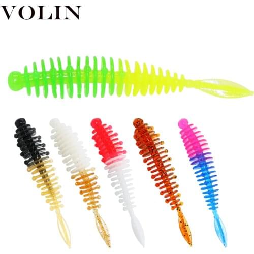 VOLIN NEW 15pcs Trout Fishing Lure 40mm 1.2g Silicone Bait Rubber Artificial Fake Bait Fishing Baits Shad Wobblers Swimbait