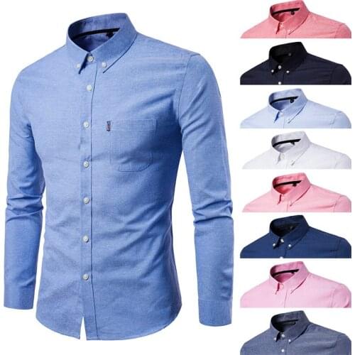 New Men Dress Shirt Long Sleeve Slim Brand Man Shirts Designer High Quality Solid Male Clothing Fit Business Shirts