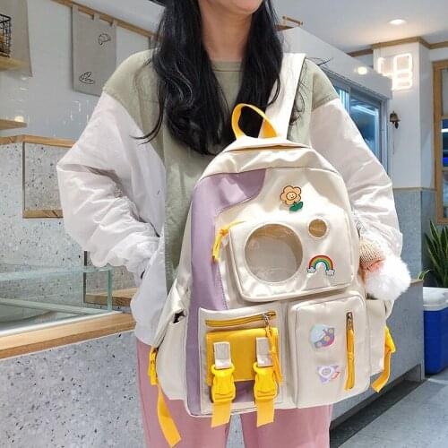 Ins schoolbag female Japanese Harajuku ulzzang high school student junior high school student large capacity Canvas Backpack