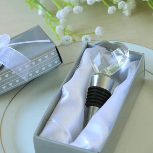 Wedding Favors Creative Gifts Crystal Heart Alloy Red Wine Bottle Stopper Back Gifts for Guests Party Souvenir LX5973