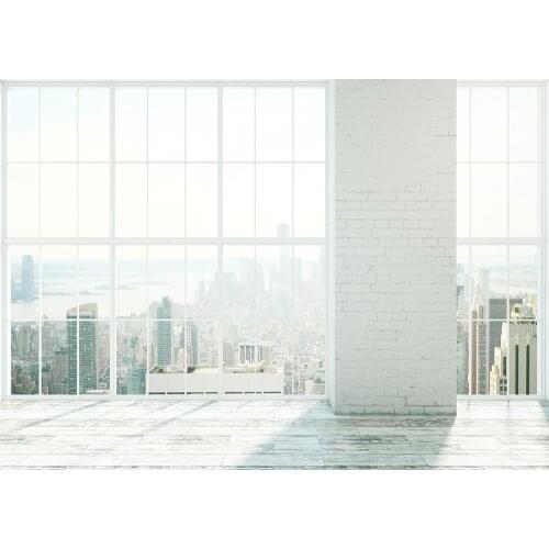 White Room Brick Wall French Window Photography Backdrop Vinyl Background Photo Studio for Children Baby Portrait Photophone