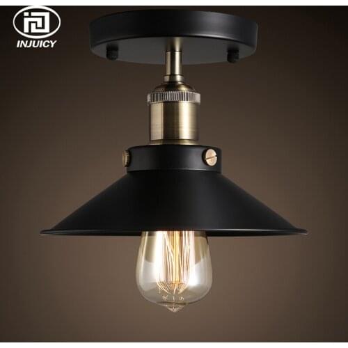 Vintage Edison Industrial Ceiling Light Fixture Antique Brass 22CM Black Metal Ceiling Light For Cafe Bar Restaurant Balcony
