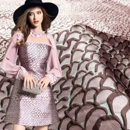 HLQON High quality yarn dyed jacquard brocade polyester Beauty fish scale fabric used for tissue women dress clothing patchwork