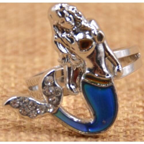 Fashion Jewelry Medusa Crystal Ring Creative Gift Mood Ring Mermaid Smart Rings for women Temperature Change Color Ring