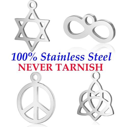 10 Pieces Peace David Star Infinity Love Charm Wholesale 100% Stainless Steel DIY Jewelry Charms High Polished