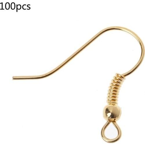 100Pcs Silver Gold Earring Hooks Ear Wires Hypo-allergeni DIY Jewelry Findings