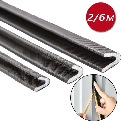 2/6M Pu Foam Soundproof Door Window Sealing Strip Self-adhesive V Type Draught Excluder Door Gap Anti Collision Weather Strip