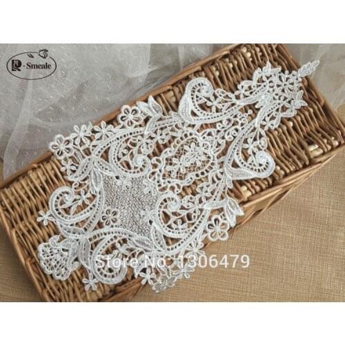 4PCS Upscale Boutique Wedding Collar Patch Lace Wedding Dress Applique DIY Bridal Headdress Lace Collar Lace Fabric RS1239