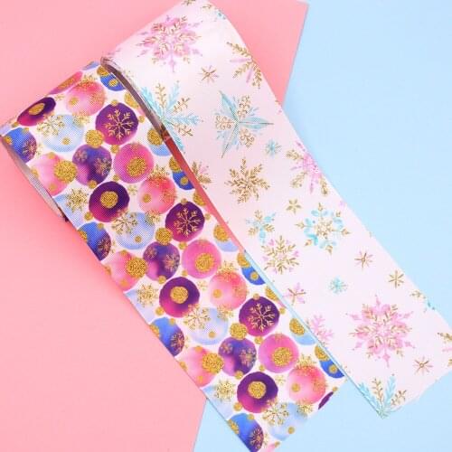 5Yards snowflake Christmas Grosgrain Ribbons DIY Handmade Child Bow Wedding Decoration Gift Wrap Material