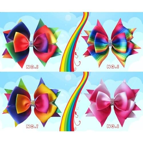 50 BLESSING Good Girl Boutique 4.5" New Rainbow Stylish Hair Bow Clip