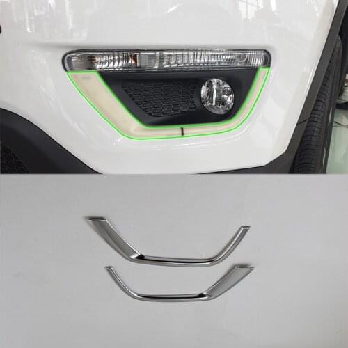 Car Accessories Exterior Decoration ABS Chrome Front Fog Light Lamp Eyelid Cover Trim For Jeep Compass 2017