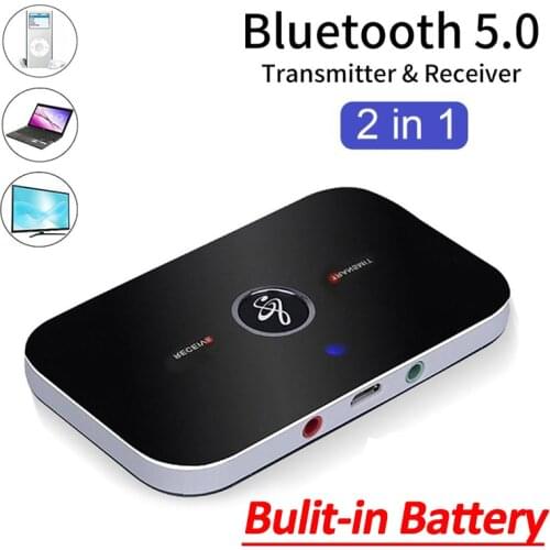 Bluetooth 5.0 Audio Receiver Transmitter 300Mah Battery 3.5mm AUX Jack Stereo Music Wireless Adapters For TV Car PC Headphone