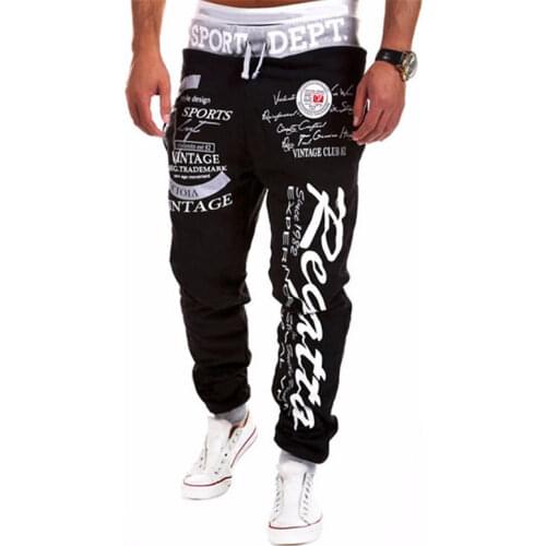 Mens Jogger Casual Pants Hip Hop Fitness Sportswear Bottoms Tight Sweatpant Trousers Printed Gym Jogging Sweatpants Streetwear