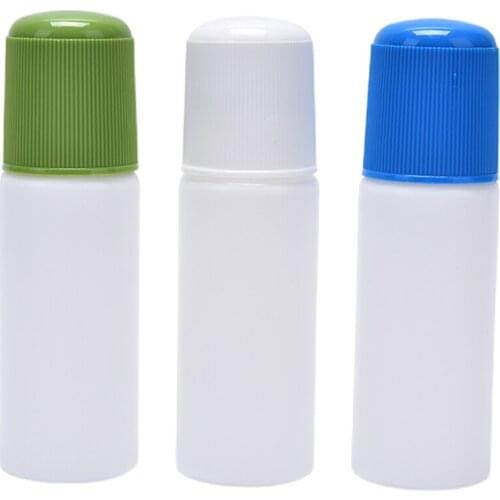 Soreness liquid bottle with sponge applicator, 30ML white medicine liquid bottle with blue sponge head