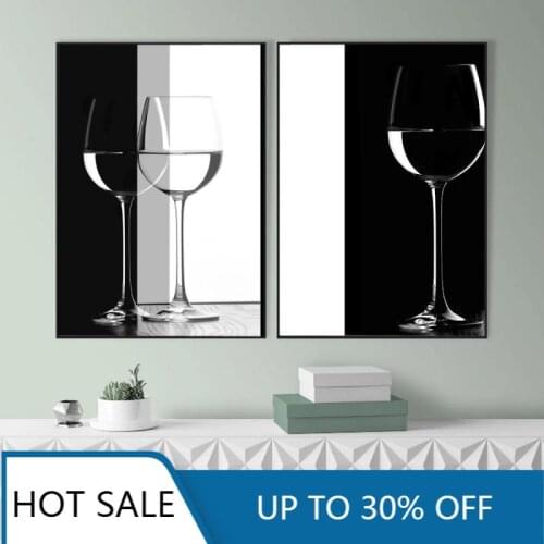 Black White Composition Photography Tall Red Wine Glass Wall Art Canvas Painting Posters Prints Minimalist Nordic Wall Decor