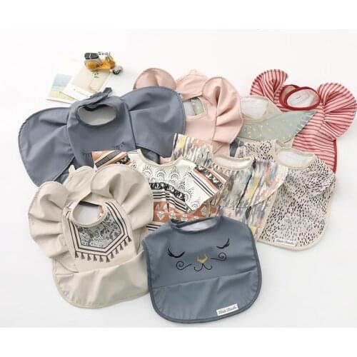 Ins Baby Bib Sleeveless with Pocket Babies Accessories Newborn Drooling Aprons Infant Burp Cloths Waterproof Bibs for Children