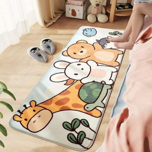 Long Floor Mat Bedside Rug Super Soft and Comfortable Lamb Velvet Foot Mat Non-Slip Absorbent Bathroom Door Mat Bedroom Carpet