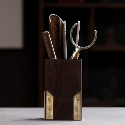 GY Kung Fu Tea Set Ebony Solid Wood Six Gentlemen Handmade Tea Spoon Household Tea Ceremony Tea Culture Spare Parts