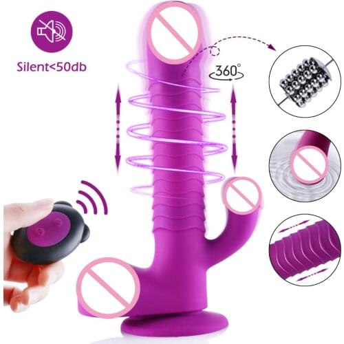 HISMITH GSpot Vibrator Massager Remote Control Dildo with Dual Motor for Anus Clitoris Stimulation Sex Vibrating Dildo for Women