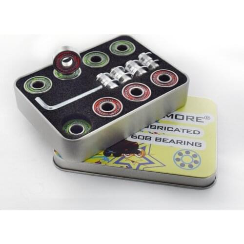HOOMORE ABEC-9 ABEC9 skateboard bearing inline roller skate board driftboard scooter 608RS skating bearing spacer wrench tool