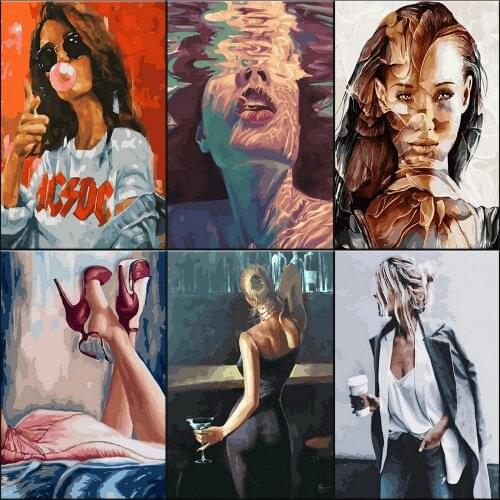 Elegant Woman DIY Painting By Numbers For Adult Decoration Home Picture On Wall Loft Beautiful Canvas For Drawing Handicraft