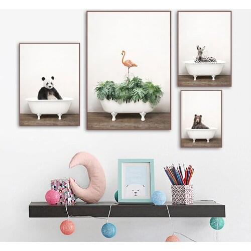Nordic Cartoon Animal Simple Room Decoration Canvas Painting for Modern Living Room Bedroom Art Wall Home Decoration Poster