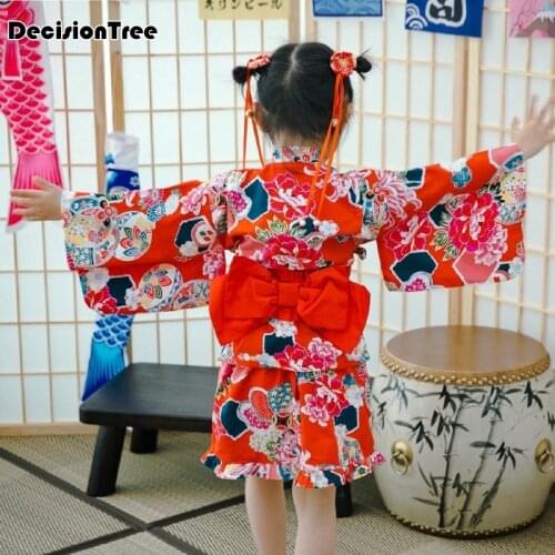 2019 new children yukata clothing japanese girl kimono dress kids yukata haori costume traditional japanese kimono