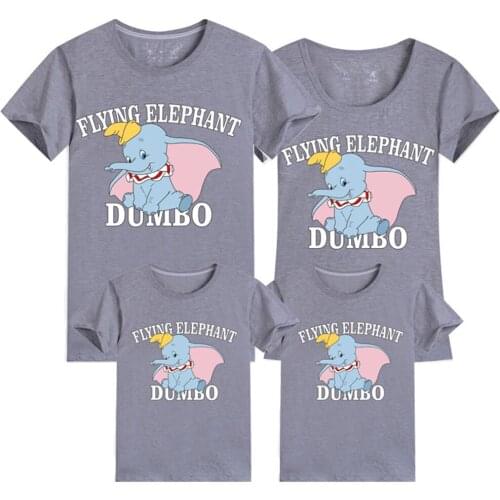 2021 Disney Family Matching Outfits Cartoon Dumbo Print Tshirt Men Women Kids Tee Tops Boys Girls Short Sleeve Dropship Tees