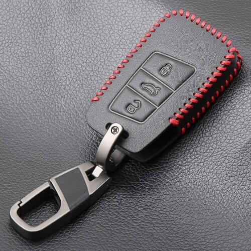 Leather Car Key Case Bag Cover For Volkswagen VW Golf 7 MK7 Tiguan Touran 2017 For Skoda Octavia A7 RS For Seat Leon Ibiza