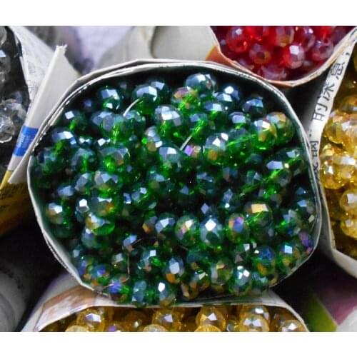Deep Green Colors 4*6mm 50pcs Rondelle Austria faceted Crystal Glass Beads Loose Spacer Round Beads for Jewelry Making