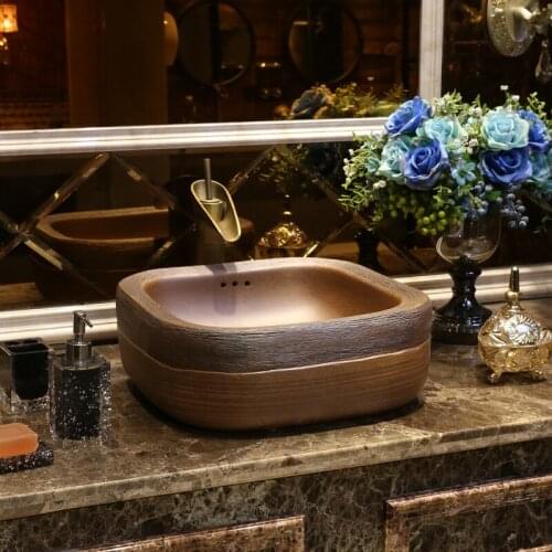 Square Shape Handmade Europe Vintage Style Lavobo Ceramic Bathroom Counter top Bathroom Sink ceramic hand wash basin