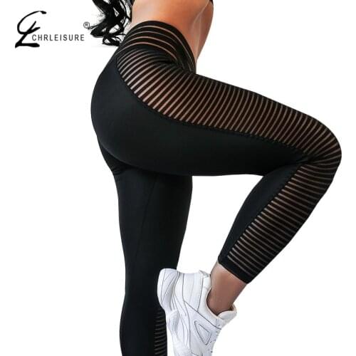 CHRLEISURE Women Push Up Leggings Fitness Sportswear High Waist Workout Leggings Femme Black Elastic Leggings Women