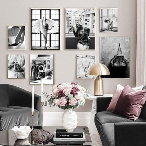 Fashion Poster Ballet Dance Canvas Print Black White Photography Sexy High Heels Wall Art Painting Picture Girl Room Decoration