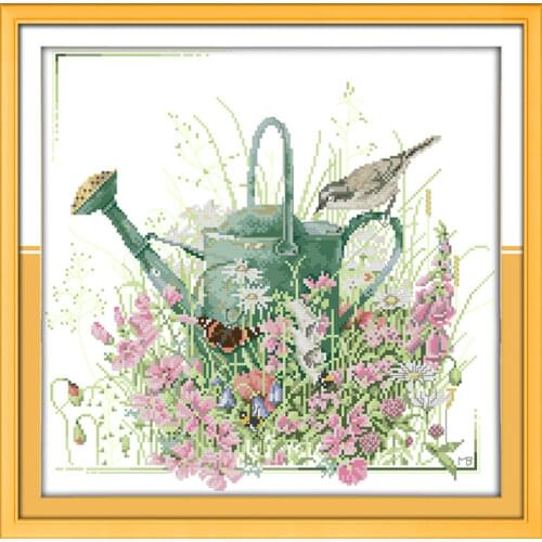 Gardening cross stitch kit 14ct 11ct count print canvas stitching embroidery DIY handmade needlework