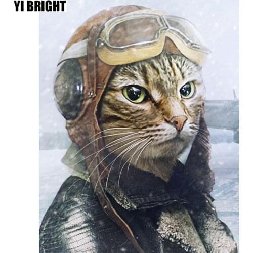 New mosaic full diamond embroidery cat pilot cross stitch round diamond sets unfinished Diamond Mosaic Animal KBL