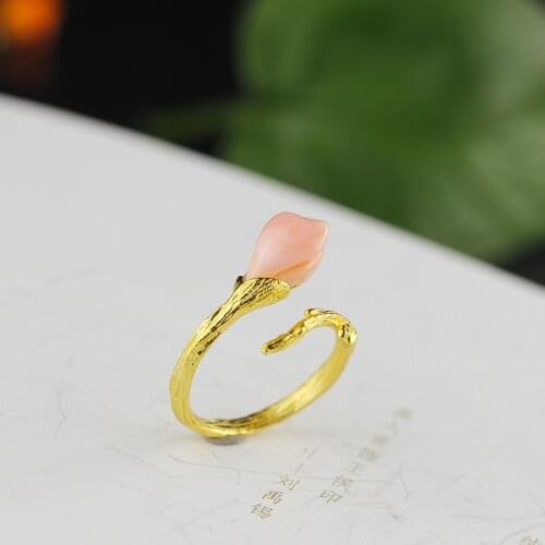 Original Design Queen Shells Glod Colour 925 Sterling Silver Ring for Women Jewelry Adjustable Ring Wholesale Gift Hot Sale