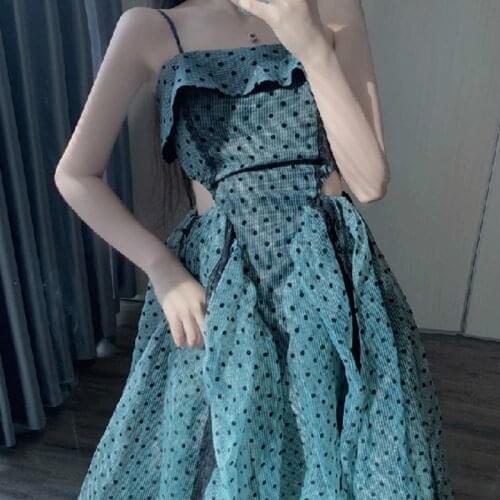 Heydress French Hepburn Dress Women Sleeveless Vintage Retro Party Dress Lady Korean Summer Point Print Elegant Dress Women