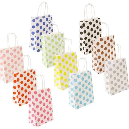 10pcs 21x15x8cm Gift Bag With Handles Jewelry Takeaway Clothes Packaging Gift Decoration Dot Stationery Storage Organizing Bag