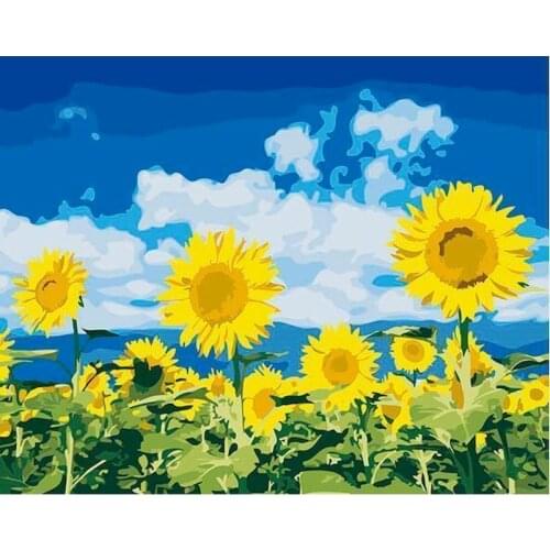 Sunflower Oil Picture By Number DIY Craft Kits For Adults On Canvas Handmade Acrylic Paint Drawing Coloring By Numbers Decor Art
