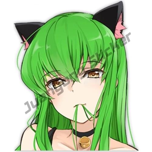 Sexy Big Head Anime Girl Waifu Peeker Car Stickers Code Geass Car Bumper Laptop Trolley Case Motorcycle Vinyl Decal KK13x13cm
